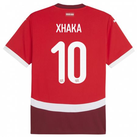 Kandiny Hombre Camiseta Suiza Granit Xhaka #10 Rojo 1ª Equipación 24-26 La Camisa Chile
