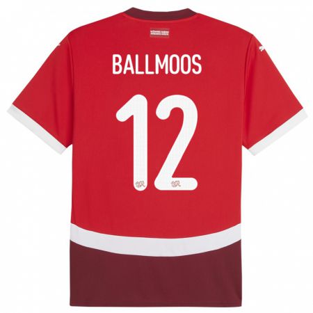 Kandiny Hombre Camiseta Suiza David Von Ballmoos #12 Rojo 1ª Equipación 24-26 La Camisa Chile