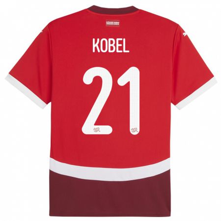 Kandiny Hombre Camiseta Suiza Gregor Kobel #21 Rojo 1ª Equipación 24-26 La Camisa Chile