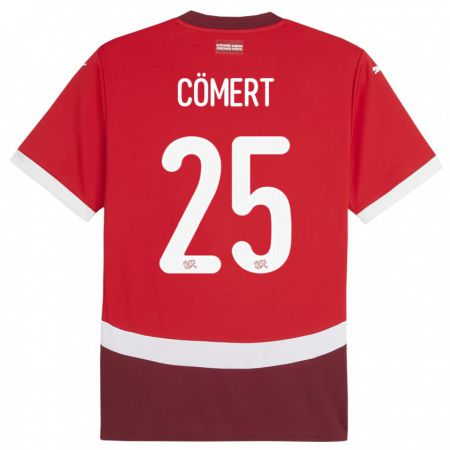 Kandiny Hombre Camiseta Suiza Eray Comert #25 Rojo 1ª Equipación 24-26 La Camisa Chile