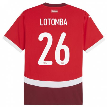 Kandiny Hombre Camiseta Suiza Jordan Lotomba #26 Rojo 1ª Equipación 24-26 La Camisa Chile