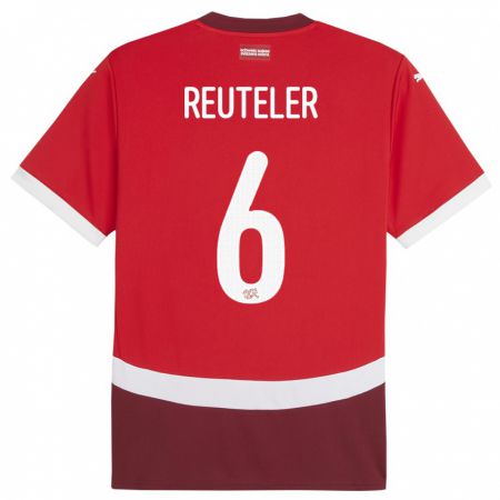 Kandiny Hombre Camiseta Suiza Geraldine Reuteler #6 Rojo 1ª Equipación 24-26 La Camisa Chile