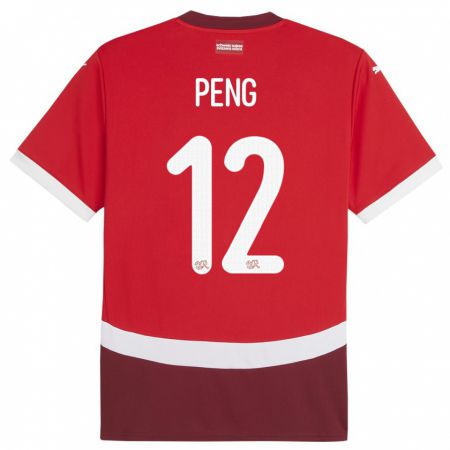 Kandiny Hombre Camiseta Suiza Livia Peng #12 Rojo 1ª Equipación 24-26 La Camisa Chile