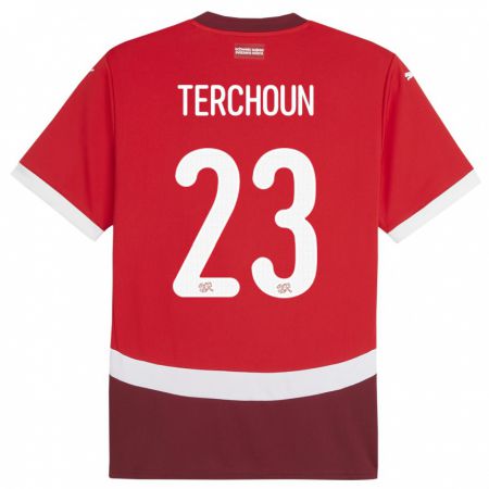 Kandiny Hombre Camiseta Suiza Meriame Terchoun #23 Rojo 1ª Equipación 24-26 La Camisa Chile