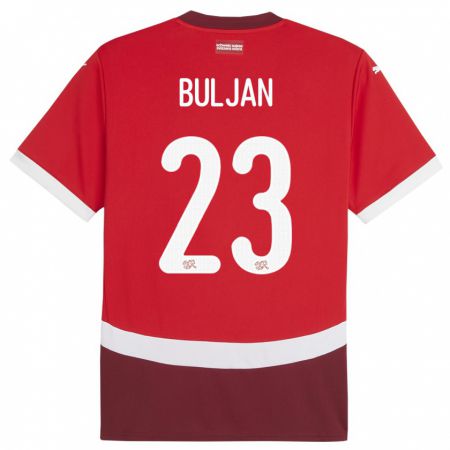 Kandiny Hombre Camiseta Suiza Leo Buljan #23 Rojo 1ª Equipación 24-26 La Camisa Chile