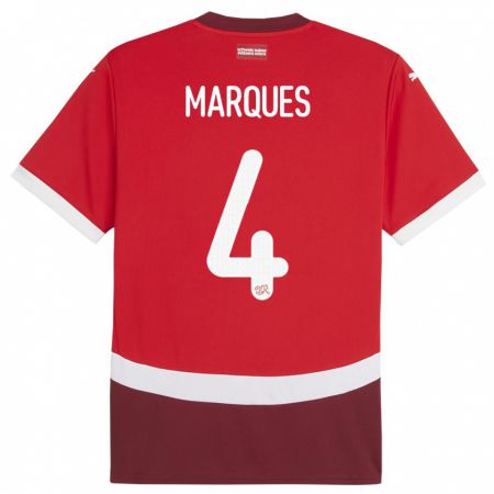 Kandiny Hombre Camiseta Suiza Christian Marques #4 Rojo 1ª Equipación 24-26 La Camisa Chile