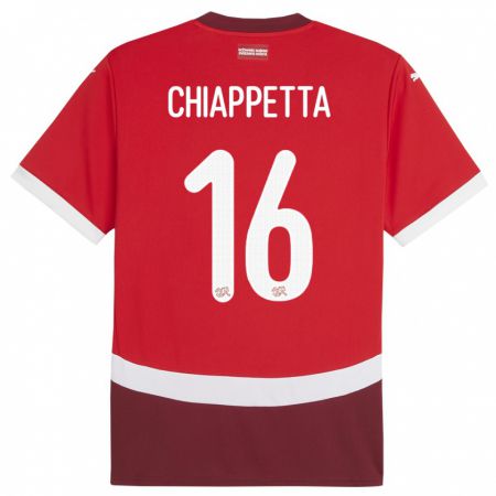 Kandiny Hombre Camiseta Suiza Carmine Chiappetta #16 Rojo 1ª Equipación 24-26 La Camisa Chile