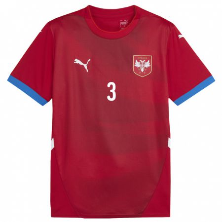 Kandiny Hombre Camiseta Serbia Milica Denda #3 Rojo 1ª Equipación 24-26 La Camisa Chile