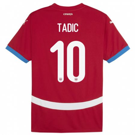 Kandiny Hombre Camiseta Serbia Dusan Tadic #10 Rojo 1ª Equipación 24-26 La Camisa Chile