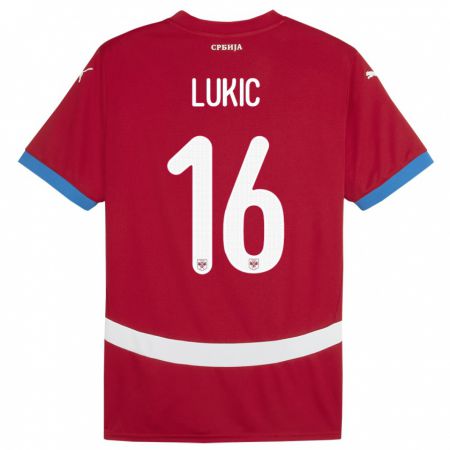 Kandiny Hombre Camiseta Serbia Sasa Lukic #16 Rojo 1ª Equipación 24-26 La Camisa Chile