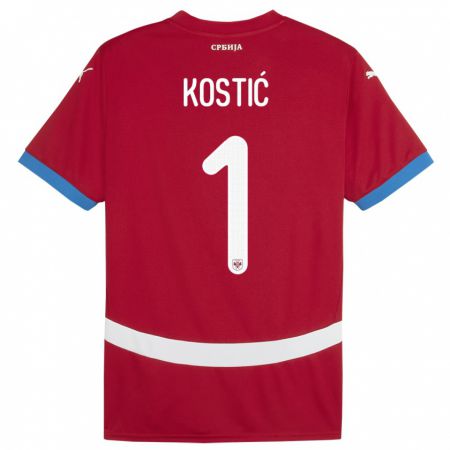 Kandiny Hombre Camiseta Serbia Milica Kostic #1 Rojo 1ª Equipación 24-26 La Camisa Chile