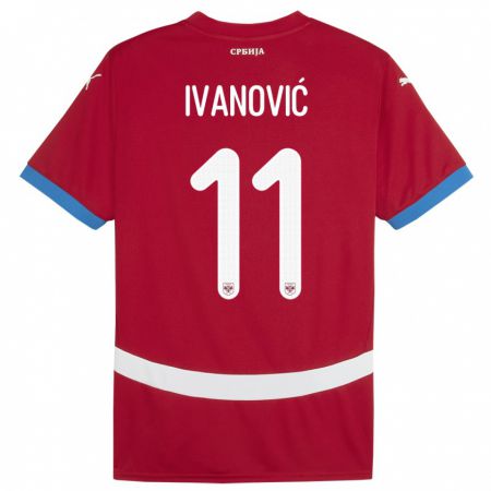 Kandiny Hombre Camiseta Serbia Miljana Ivanovic #11 Rojo 1ª Equipación 24-26 La Camisa Chile
