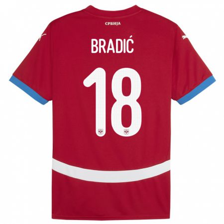 Kandiny Hombre Camiseta Serbia Biljana Bradic #18 Rojo 1ª Equipación 24-26 La Camisa Chile