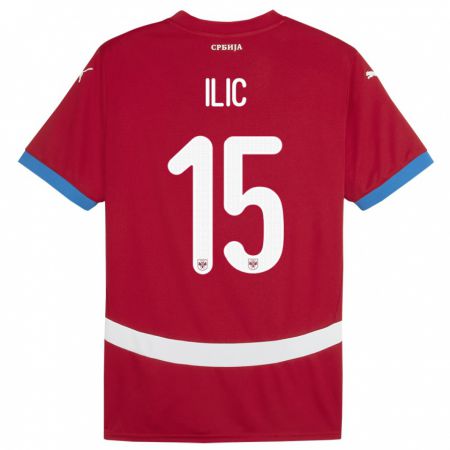 Kandiny Hombre Camiseta Serbia Mihajlo Ilic #15 Rojo 1ª Equipación 24-26 La Camisa Chile