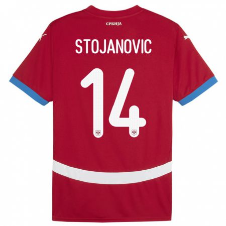 Kandiny Hombre Camiseta Serbia Matija Stojanovic #14 Rojo 1ª Equipación 24-26 La Camisa Chile