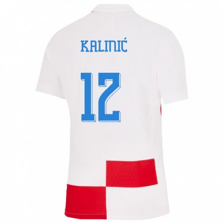 Kandiny Hombre Camiseta Croacia Lovre Kalinic #12 Blanco Rojo 1ª Equipación 24-26 La Camisa Chile