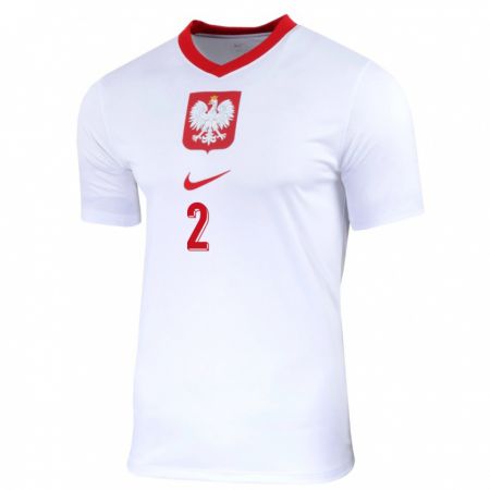 Kandiny Hombre Camiseta Polonia Robert Gumny #2 Blanco 1ª Equipación 24-26 La Camisa Chile
