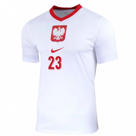 Kandiny Hombre Camiseta Polonia Krzysztof Piatek #23 Blanco 1ª Equipación 24-26 La Camisa Chile
