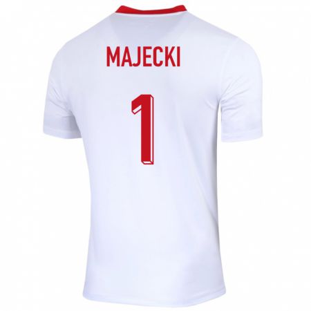 Kandiny Hombre Camiseta Polonia Radoslaw Majecki #1 Blanco 1ª Equipación 24-26 La Camisa Chile