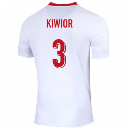 Kandiny Hombre Camiseta Polonia Jakub Kiwior #3 Blanco 1ª Equipación 24-26 La Camisa Chile