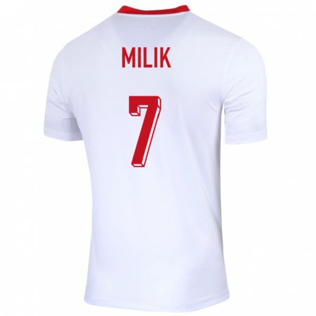 Kandiny Hombre Camiseta Polonia Arkadiusz Milik #7 Blanco 1ª Equipación 24-26 La Camisa Chile
