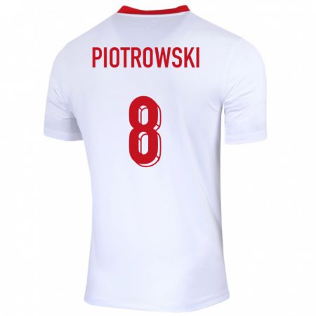 Kandiny Hombre Camiseta Polonia Jakub Piotrowski #8 Blanco 1ª Equipación 24-26 La Camisa Chile