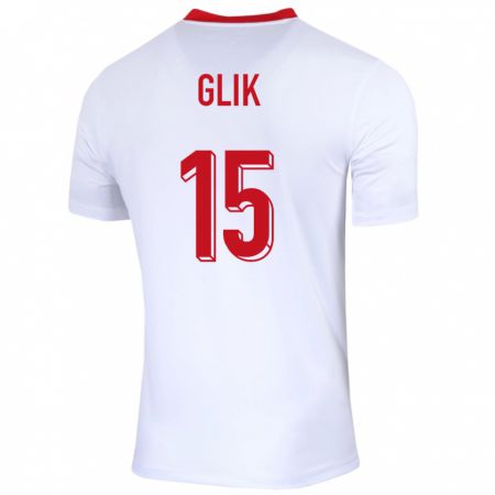 Kandiny Hombre Camiseta Polonia Kamil Glik #15 Blanco 1ª Equipación 24-26 La Camisa Chile