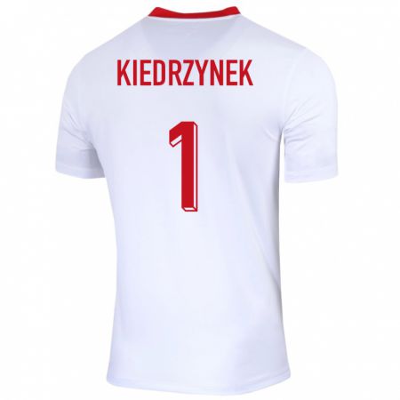 Kandiny Hombre Camiseta Polonia Katarzyna Kiedrzynek #1 Blanco 1ª Equipación 24-26 La Camisa Chile