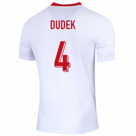 Kandiny Hombre Camiseta Polonia Paulina Dudek #4 Blanco 1ª Equipación 24-26 La Camisa Chile
