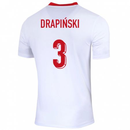 Kandiny Hombre Camiseta Polonia Igor Drapinski #3 Blanco 1ª Equipación 24-26 La Camisa Chile