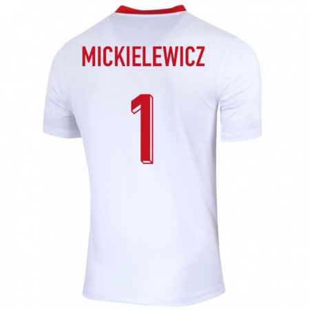 Kandiny Hombre Camiseta Polonia Aleksander Mickielewicz #1 Blanco 1ª Equipación 24-26 La Camisa Chile