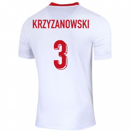 Kandiny Hombre Camiseta Polonia Jakub Krzyzanowski #3 Blanco 1ª Equipación 24-26 La Camisa Chile
