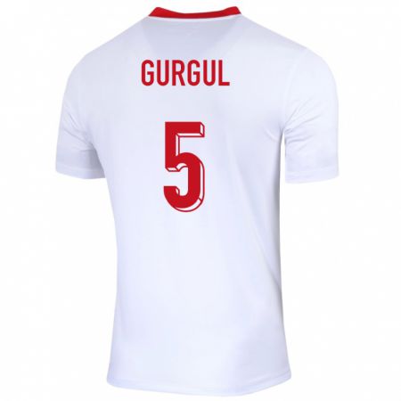 Kandiny Hombre Camiseta Polonia Michal Gurgul #5 Blanco 1ª Equipación 24-26 La Camisa Chile