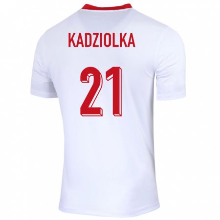 Kandiny Hombre Camiseta Polonia Szymon Kadziolka #21 Blanco 1ª Equipación 24-26 La Camisa Chile