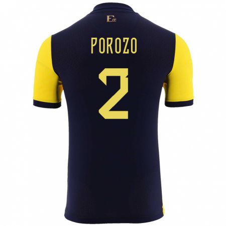 Kandiny Hombre Camiseta Ecuador Jackson Porozo #2 Amarillo 1ª Equipación 24-26 La Camisa Chile