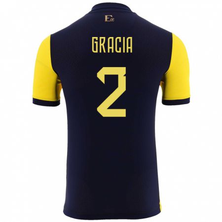 Kandiny Hombre Camiseta Ecuador Ericka Gracia #2 Amarillo 1ª Equipación 24-26 La Camisa Chile
