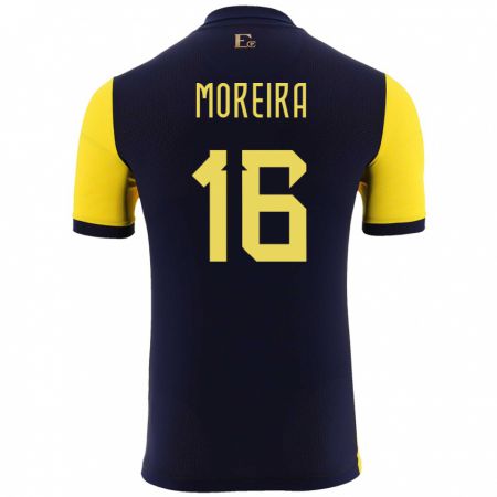Kandiny Hombre Camiseta Ecuador Ligia Moreira #16 Amarillo 1ª Equipación 24-26 La Camisa Chile