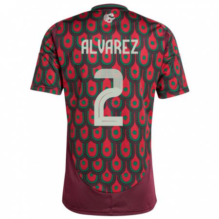 Kandiny Hombre Camiseta México Kevin Alvarez #2 Granate 1ª Equipación 24-26 La Camisa Chile