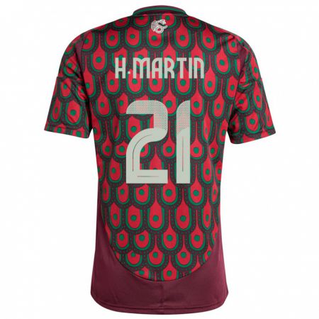 Kandiny Hombre Camiseta México Henry Martin #21 Granate 1ª Equipación 24-26 La Camisa Chile