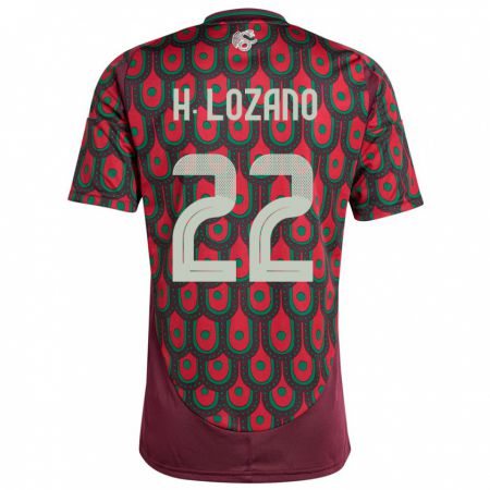 Kandiny Hombre Camiseta México Hirving Lozano #22 Granate 1ª Equipación 24-26 La Camisa Chile