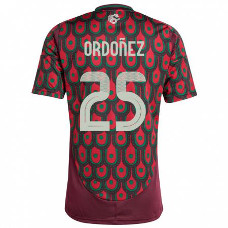 Kandiny Hombre Camiseta México Diana Ordonez #25 Granate 1ª Equipación 24-26 La Camisa Chile