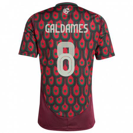 Kandiny Hombre Camiseta México Benjamin Galdames #8 Granate 1ª Equipación 24-26 La Camisa Chile