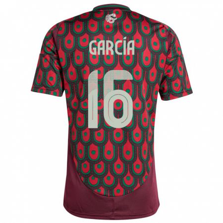 Kandiny Hombre Camiseta México Uziel Garcia #16 Granate 1ª Equipación 24-26 La Camisa Chile