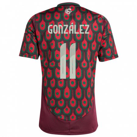 Kandiny Hombre Camiseta México Bryan Gonzalez #11 Granate 1ª Equipación 24-26 La Camisa Chile