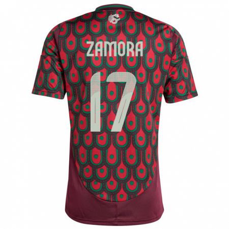 Kandiny Hombre Camiseta México Saul Zamora #17 Granate 1ª Equipación 24-26 La Camisa Chile