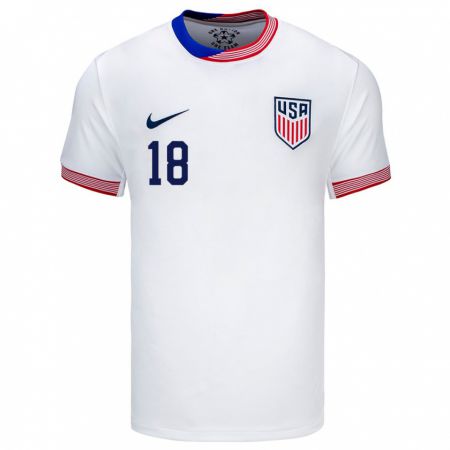 Kandiny Hombre Camiseta Estados Unidos Ricardo Pepi #18 Blanco 1ª Equipación 24-26 La Camisa Chile