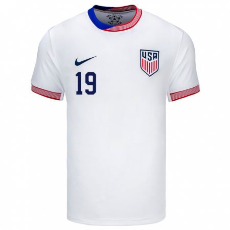 Kandiny Hombre Camiseta Estados Unidos Ian Shaul #19 Blanco 1ª Equipación 24-26 La Camisa Chile