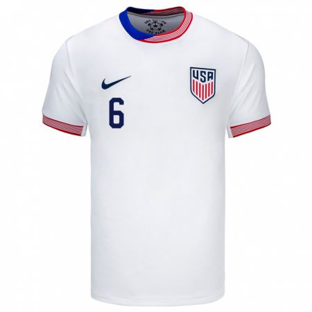Kandiny Hombre Camiseta Estados Unidos Trinity Rodman #6 Blanco 1ª Equipación 24-26 La Camisa Chile