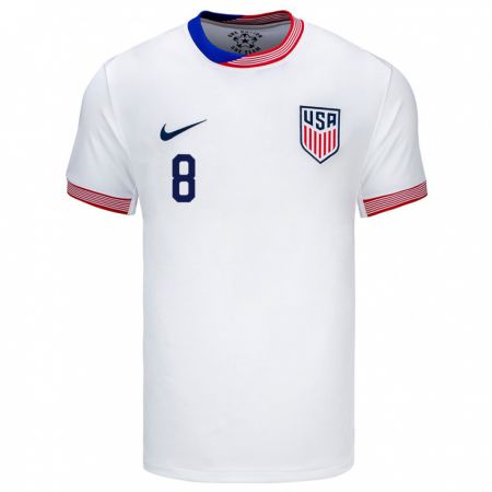 Kandiny Hombre Camiseta Estados Unidos Jack Mcglynn #8 Blanco 1ª Equipación 24-26 La Camisa Chile