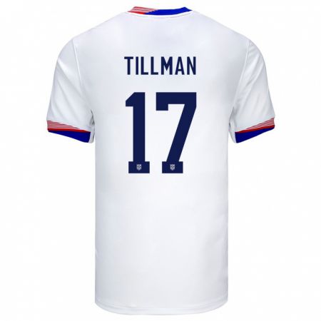 Kandiny Hombre Camiseta Estados Unidos Malik Tillman #17 Blanco 1ª Equipación 24-26 La Camisa Chile